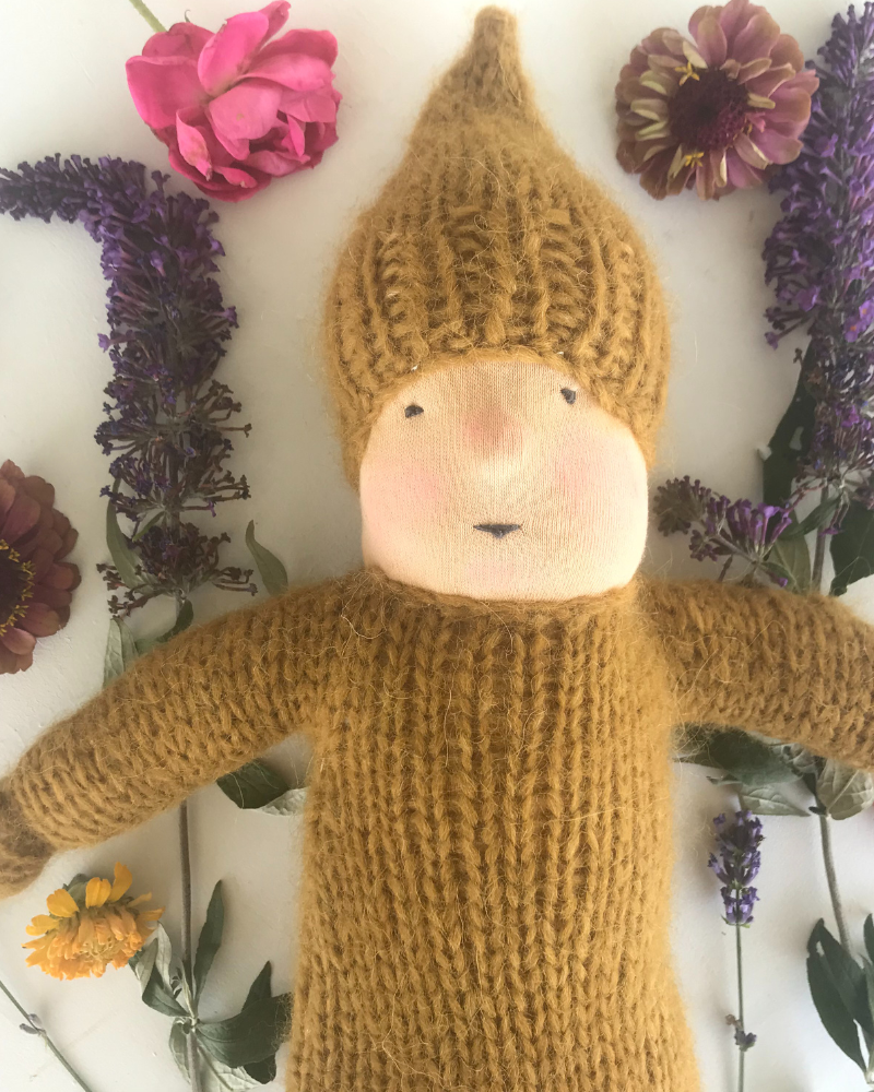 knitted waldorf doll