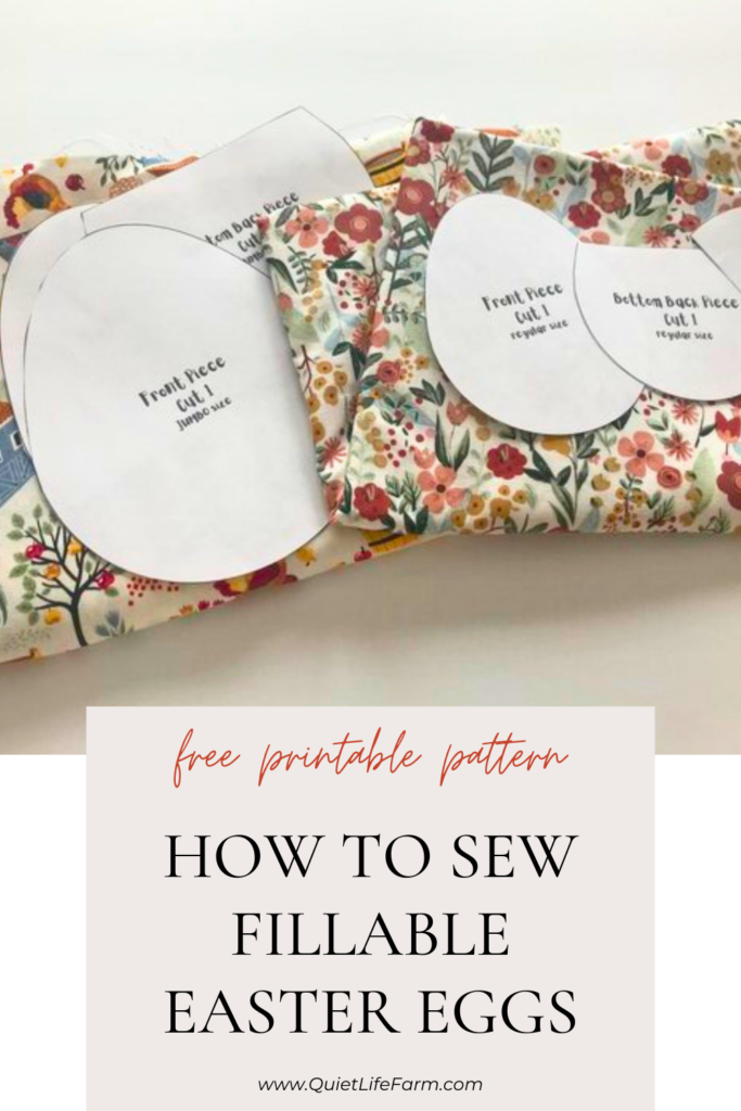 Fabric Reusable Fillable Easter Egg Sewing project free printable pattern and tutorial floral fabric pinterest pin